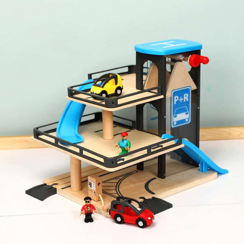 Bilgarage Leksak Trä Parkering